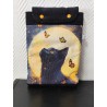 Pochette à livre molletonnée imprimé chat noir et papillons