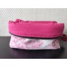Trousse de toilette en toile coton façon toile de Jouy rose