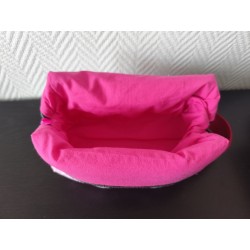 Trousse de toilette en toile coton façon toile de Jouy rose