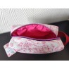 Trousse de toilette en toile coton façon toile de Jouy rose