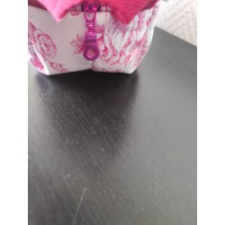 Trousse de toilette en toile coton façon toile de Jouy rose