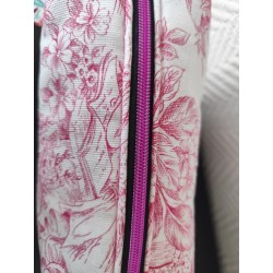 Trousse de toilette en toile coton façon toile de Jouy rose