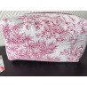 Trousse de toilette en toile coton façon toile de Jouy rose