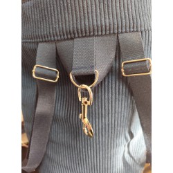 Sac à dos velours bleu marine et imprimé fleuri fond bleu