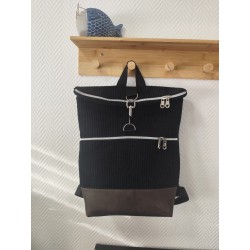 Sac à dos velours noir et...