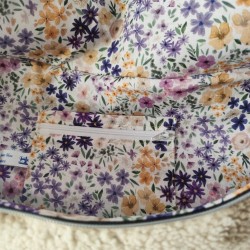 Sac banane xl tissu sherpa écru fleuri et doublure fleuri mauve