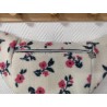 Sac banane xl tissu sherpa écru fleurs roses et doublure fleurie
