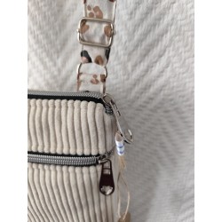 Pochette téléphone velours écru et imprimé léopard fond écru