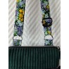 Pochette téléphone velours vert sapin doublure fleurie