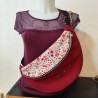 Sac banane xl velours bordeaux et imprimé fleuri rouge