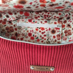 Sac banane xl velours bordeaux et imprimé fleuri rouge