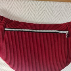 Sac banane xl velours bordeaux et imprimé fleuri rouge