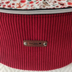 Sac banane xl velours bordeaux et imprimé fleuri rouge