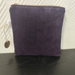 Pochette en velours imprimé arbre de vie fond mauve