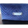 Trousse de toilette en velours matelassé bleu nuit tout doux  avec poignée
