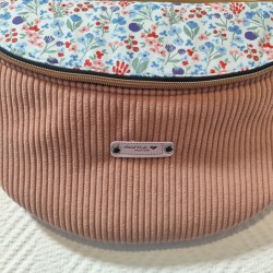 Sac banane xl velours rose et imprimé fleuri printanier