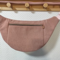 Sac banane xl velours rose et imprimé fleuri printanier