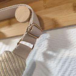 Sac banane xl velours écru doré et imprimé wax fleuri doré