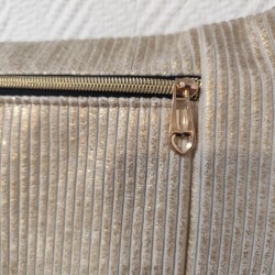 Sac banane xl velours écru doré et imprimé wax fleuri doré