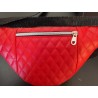 Sac banane simili rouge et imprimé fleuri fond noir