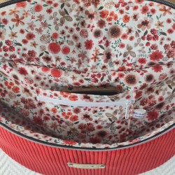 Sac banane xl velours rouge et imprimé fleuri rouge