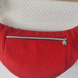 Sac banane xl velours rouge et imprimé fleuri rouge