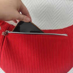Sac banane xl velours rouge et imprimé fleuri rouge