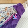 Sac banane xl velours violet et imprimé fleuri mauve