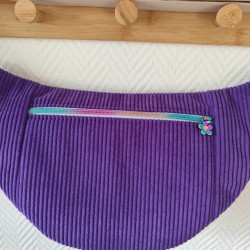 Sac banane xl velours violet et imprimé fleuri mauve