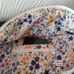 Sac banane xl velours violet et imprimé fleuri mauve