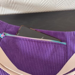 Sac banane xl velours violet et imprimé fleuri mauve