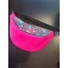 Sac banane xl velours matelassé rose fushia et imprimé fleuri