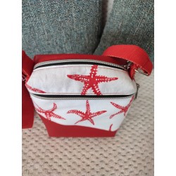 Pochette bandoulière simili rouge et imprimé étoiles de mer rouge