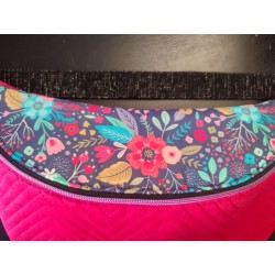 Sac banane xl velours matelassé rose fushia et imprimé fleuri