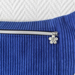 Sac banane xl velours bleu électrique et imprimé fleuri bleu