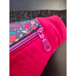 Sac banane xl velours matelassé rose fushia et imprimé fleuri