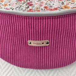 Sac banane xl velours rose violine et imprimé fleuri assorti