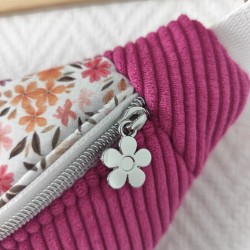 Sac banane xl velours rose violine et imprimé fleuri assorti