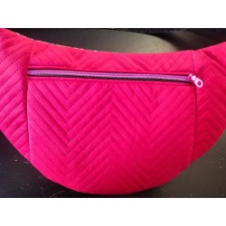 Sac banane xl velours matelassé rose fushia et imprimé fleuri