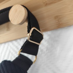 Sac banane xl velours noir et imprimé coeur léopard