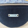 Sac banane velours bleu marine et imprimé poisson bleu