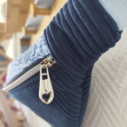 Sac banane velours bleu marine et imprimé poisson bleu