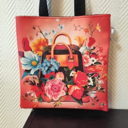 Tote bag en similicuir imprimé sac fleuri