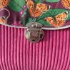 Sac à main bandoulière velours rose violine et imprimé papillon
