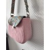 Sac à main bandoulière velours rose dragée et imprimé fleuri pastel
