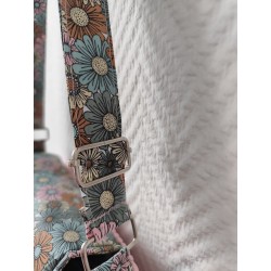 Sac à main bandoulière velours rose dragée et imprimé fleuri pastel