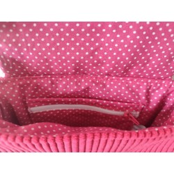 Sac à main bandoulière velours rose fushia et imprimé globe trotter