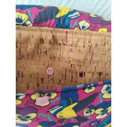 Sac à main bandoulière en liège multicolore et imprimé oiseau