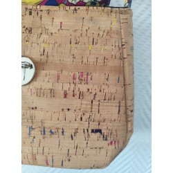 Sac à main bandoulière en liège multicolore et imprimé oiseau