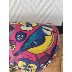 Sac à main bandoulière en liège multicolore et imprimé oiseau